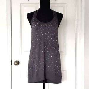NWOT. Express 100% Rayon Front Crystals & Sparkling Tank Top w/braided straps.